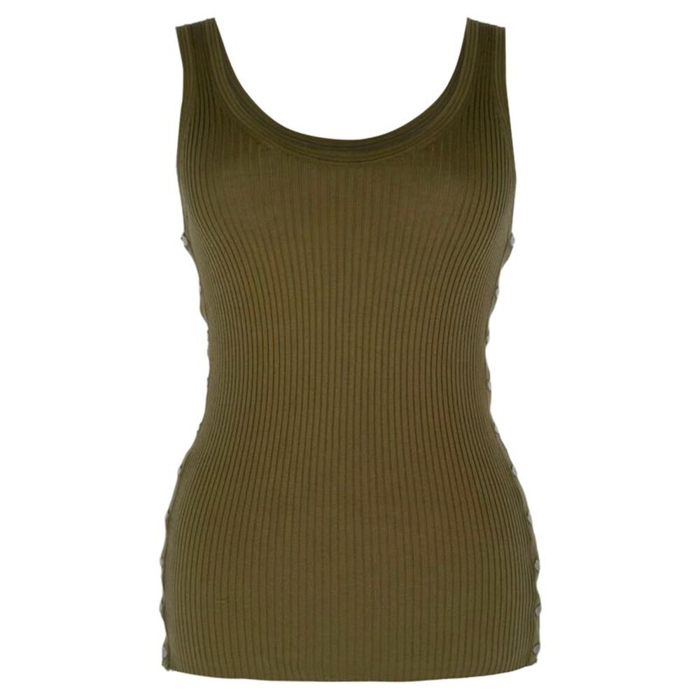 Alexander Wang Ribbed-Knit Tank Top in Olive Cotton